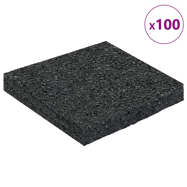 vidaXL Rubber Granulate Patio Pad Black 9 x 9 x 1 cm Rubber