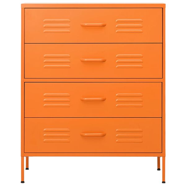 vidaXL Chest of Drawers Orange 80x35x101.5 cm Steel