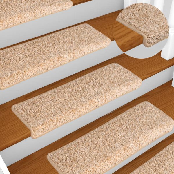vidaXL Stair Mats 15 pcs 65x21x4 cm Gold Rectangular Edge