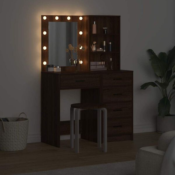 vidaXL Dressing Table 2 pcs Brown 50 x 41 x 135 cm Engineered wood