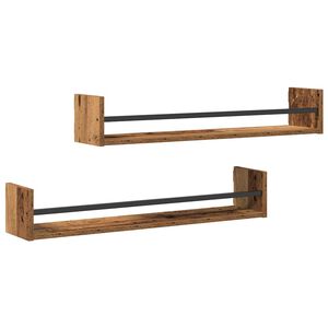 vidaXL Wall Shelf Wall-mounted 2 pcs Old Wood 80 x 16 x 14 cm