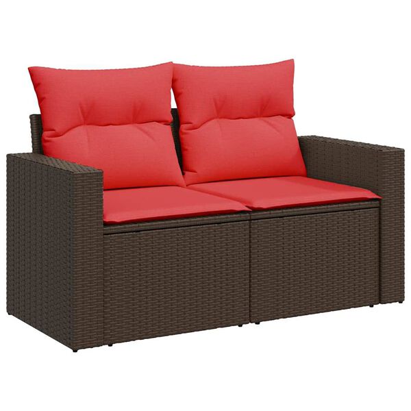 vidaXL 6 Piece Garden Sofa Set with Cushions Brown Poly Rattan Acacia
