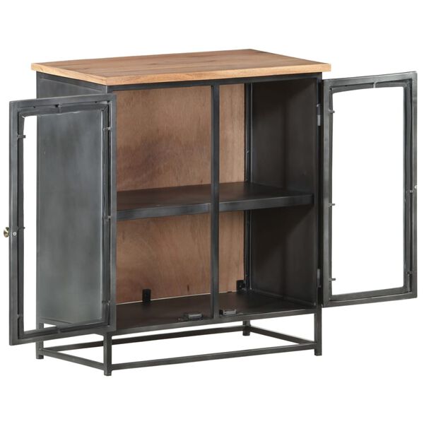 vidaXL Sideboard Grey 60x35x70 cm Solid Acacia Wood and Steel