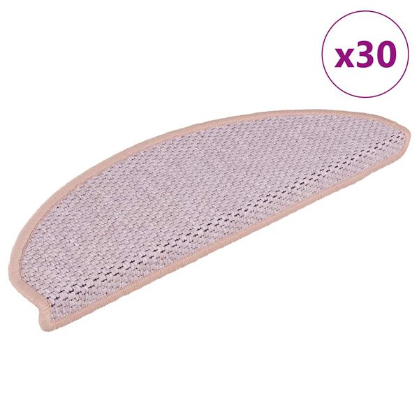 vidaXL Stair Mats Self-adhesive Sisal-Look 30 pcs 56x17x3 cm Pink