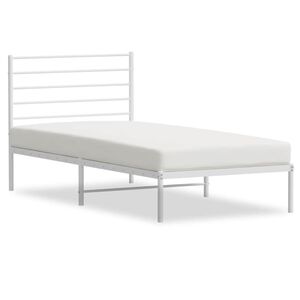 vidaXL Metal Bed Frame without Mattress with Headboard White 100x190cm