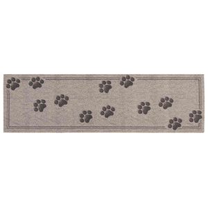 vidaXL Kitchen Rug Grey Paws 150 x 45 cm 100% Polyamide Washable