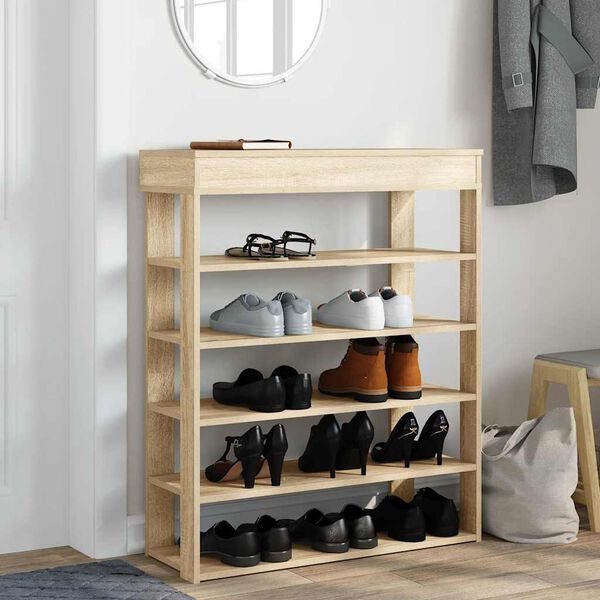 vidaXL Shoe Rack Sonoma Oak 80x30x98 cm Engineered Wood
