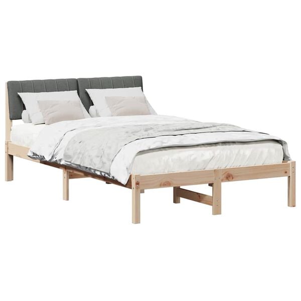 vidaXL Bed frame Brown and dark grey 120 x 190 cm Solid pine wood