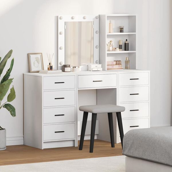 vidaXL Dressing Table 3 pcs White 40 x 41 x 135 cm Engineered wood