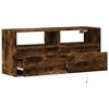 vidaXL TV Wall Cabinet with LED Lights Smoked Oak 100x31x45 cm