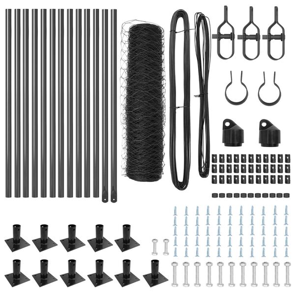 vidaXL Fence Post Grey 25 x 0.4 m (50 mm mesh) Steel and PVC