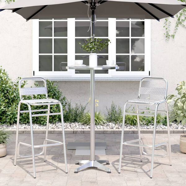vidaXL Outdoor Bar Table Height Adjustable Ø59.5x70/114.5 cm Aluminium