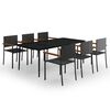 vidaXL 7 Piece Garden Dining Set Black