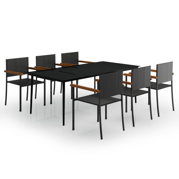vidaXL 7 Piece Garden Dining Set Black