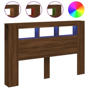 vidaXL LED Headboard Brown Oak 160x18.5x103.5 cm Engineered Wood