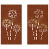 vidaXL Garden Wall Decorations 2pcs 105x55cm Corten Steel Flower Design