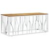 vidaXL Coffee Table Silver Stainless Steel and Solid Wood Acacia