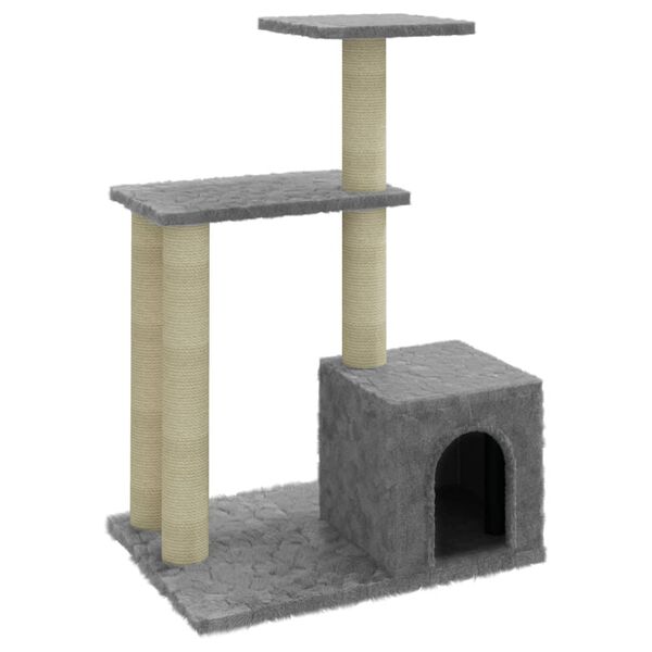vidaXL Cat Tree with Sisal Scratching Posts Light Grey 71 cm