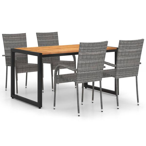 vidaXL 5 Piece Garden Dining Set Grey