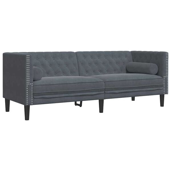 vidaXL Living Room Couch 3 pcs Dark Grey 194 x 74.5 x 70.5 cm Velvet