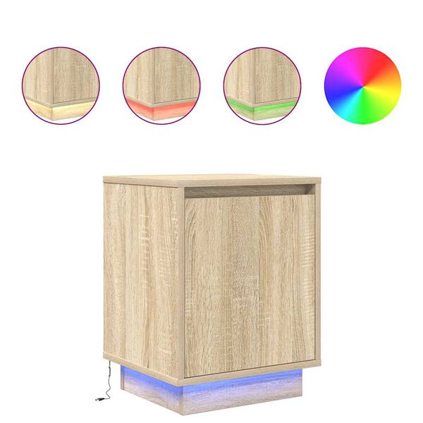 vidaXL Bedside Cabinets with LED Lights&nbsp;2 pcs Sonoma Oak 38x34x50 cm