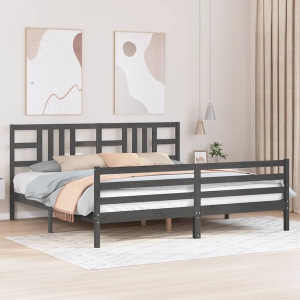 vidaXL Bed Frame without Mattress Grey 200x200 cm Solid Wood
