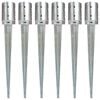 vidaXL Ground Spikes 6 pcs Silver 10x76 cm Galvanised Steel