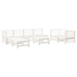 vidaXL 9 Piece Garden Lounge Set White Solid Wood Pine