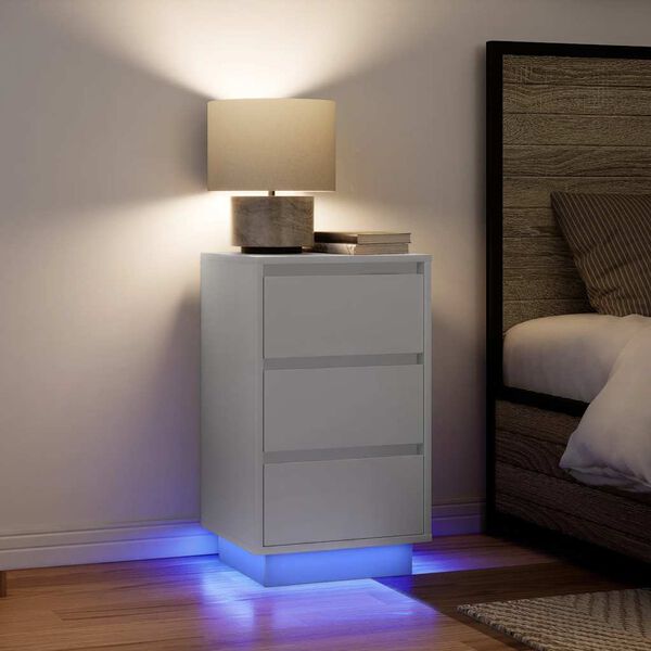 vidaXL Bedside Cabinet with LED Lights&nbsp;White 38x34x65 cm