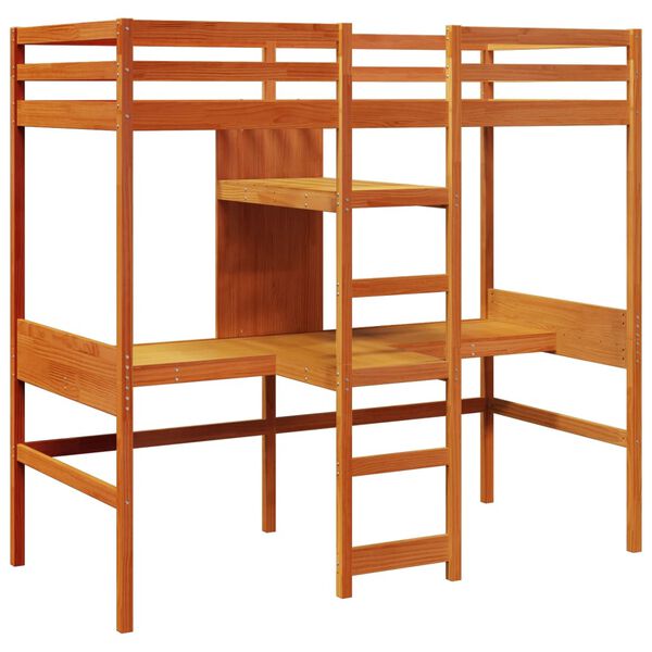 vidaXL Loft Bed Frame without Mattress Wax Brown 80x200cm Solid Wood Pine