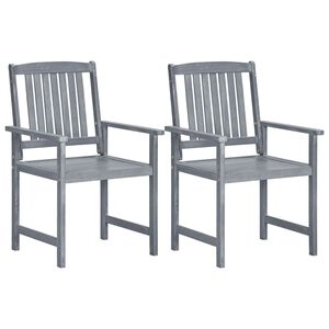 vidaXL Outdoor Chair | Set of 2 | Grey | Solid Acacia Wood | Standard | Durable
