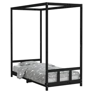 vidaXL Kids Bed Frame Black 90x190 cm Solid Wood Pine
