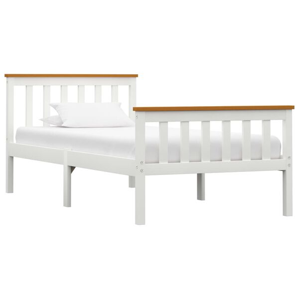 vidaXL Bed Frame without Mattress White Solid Pine Wood 100x200 cm