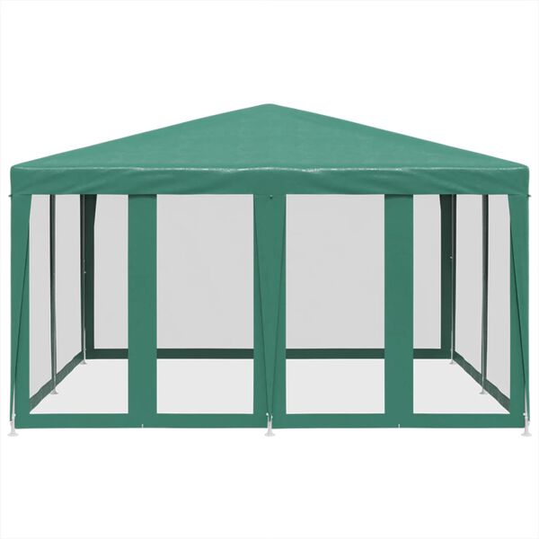 vidaXL Party Tent with 8 Mesh Sidewalls Green 4x4 m HDPE