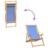 vidaXL Folding Beach Chair Solid Wood Teak Blue
