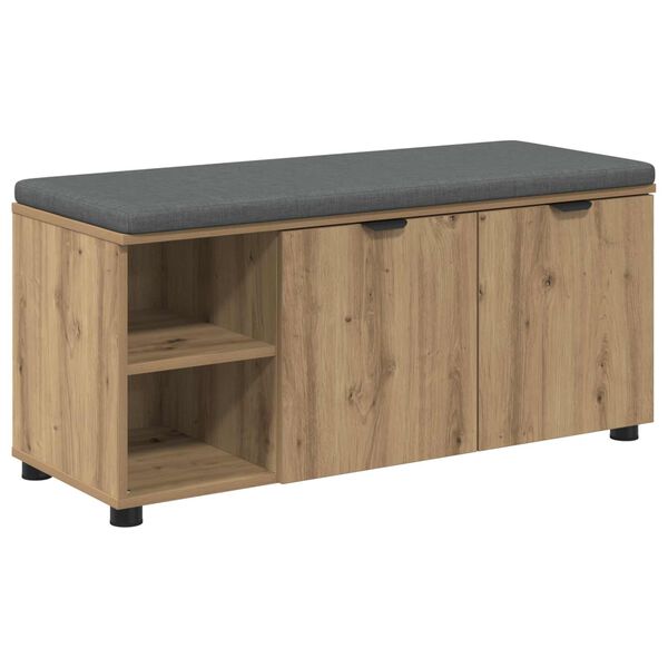 vidaXL Hall Bench with Cushion with Shelf Artisan Oak 100 x 38 x 46 cm