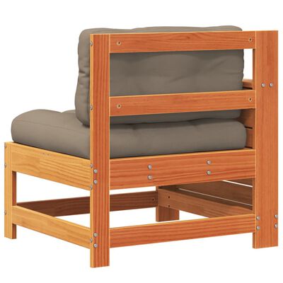 vidaXL Garden Armrest Sofa with Cushion Wax Brown Solid Wood Pine