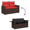 vidaXL 9 Piece Garden Sofa Set with Cushions Brown Poly Rattan Acacia