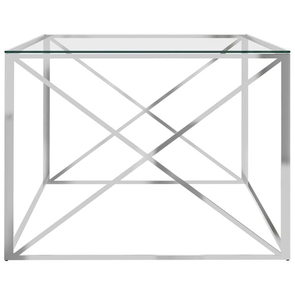 vidaXL Coffee Table Silver 120x60x45 cm Stainless Steel and Glass