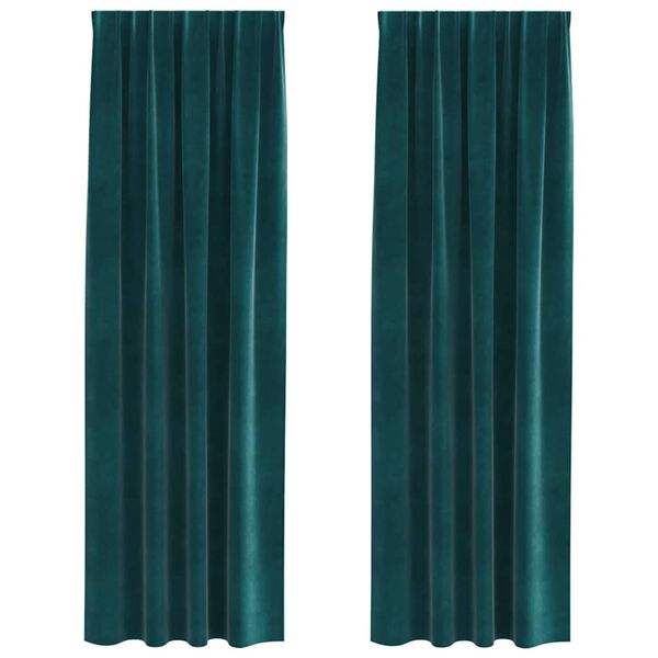 vidaXL Blackout Curtains 2 pcs Dark Green 140 x 225 cm Velvet