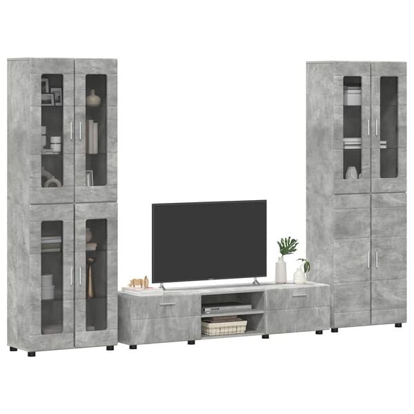 vidaXL TV Cabinet Set with Drawer FLORIN Concrete Grey Engineered Wood