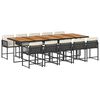 vidaXL 11 Piece Garden Dining Set with Cushions Black Poly Rattan