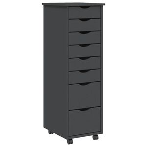 vidaXL Rolling Cabinet with Drawers "MOSS" Grey Solid Wood Pine