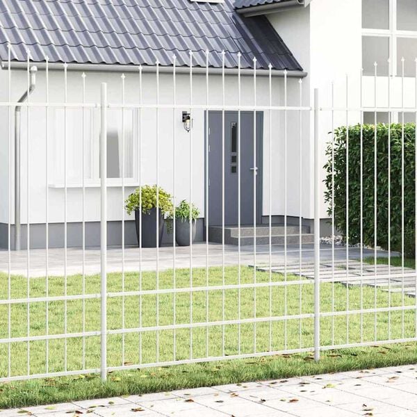vidaXL Garden Fence 3 pcs White 170 x 225 cm Powder-Coated Steel