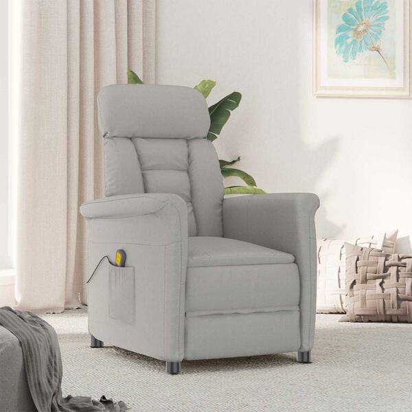 vidaXL Massage Chair Light grey 70.5 x 96.5 x 95 cm Polyester