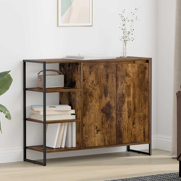 vidaXL Side Cabinet Smoke Oak 96.5 x 30 x 75 cm Engineered Wood