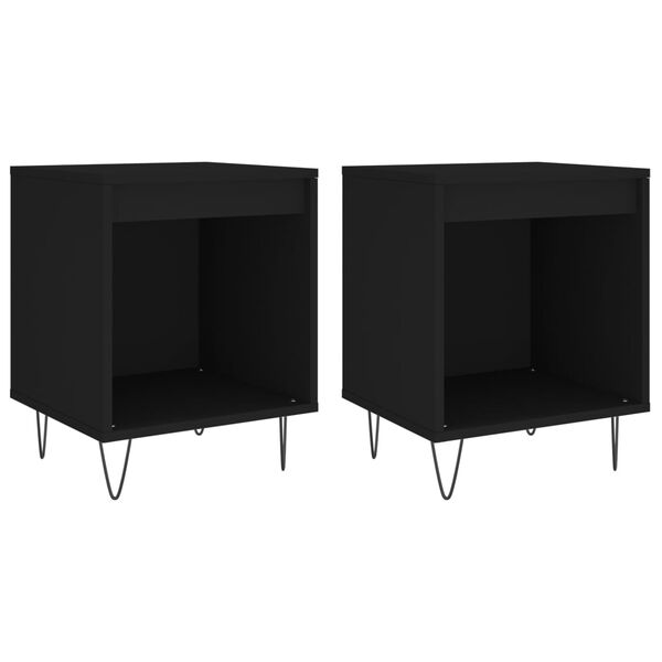 vidaXL Bedside Cabinets 2 pcs Black 40x35x50 cm Engineered Wood