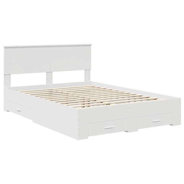 vidaXL Bed Frame with Headboard White 140 x 190 cm Engineered Wood