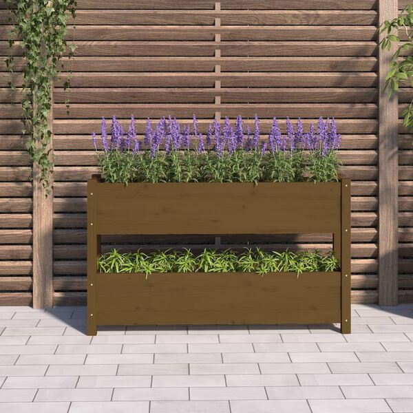 vidaXL Planter Honey Brown 112x25x66 cm Solid Wood Pine