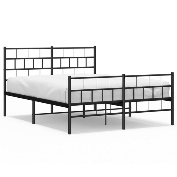 vidaXL Metal Bed Frame without Mattress with Footboard Black 160x200cm